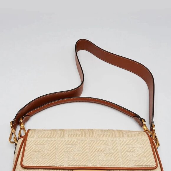 Fendi Beige/Brown FF Cotton Canvas Medium Baguette Bag - 8BR600 - Picture 8 of 12